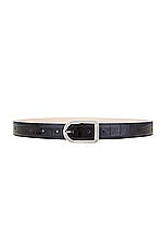 DEHANCHE Mija Belt in Black Croc & Silver, view 1, click to view large image.