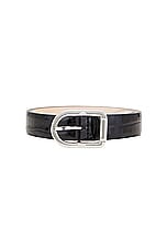 DEHANCHE Mija Belt in Black Croc & Silver, view 3, click to view large image.