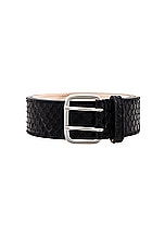 DEHANCHE Hutch Animal Print Belt in Black Python, view 3, click to view large image.