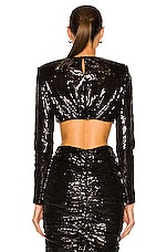 Daniele Carlotta Sequin Crop Top in Black, view 3, click to view large image.