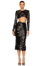 Daniele Carlotta Sequin Crop Top in Black, view 4, click to view large image.