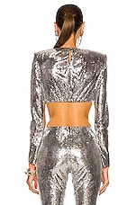Daniele Carlotta Sequin Crop Top in Silver, view 3, click to view large image.