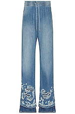 Diesel Martian Denim Wide Pants in Blue, view 1, click to view large image.