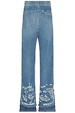 Diesel Martian Denim Wide Pants in Blue, view 2, click to view large image.
