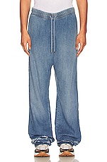 Diesel Martian Denim Wide Pants in Blue, view 3, click to view large image.