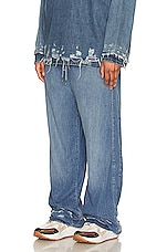 Diesel Martian Denim Wide Pants in Blue, view 4, click to view large image.