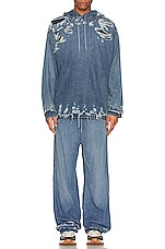 Diesel Martian Denim Wide Pants in Blue, view 5, click to view large image.