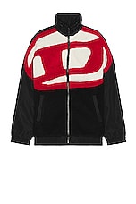 Diesel Ovady Polar Fleece Track Jacket In Black in Black, view 1, click to view large image.