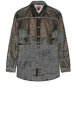 Diesel Simply Over Denim Button Down Shirt in Grey, view 2, click to view large image.