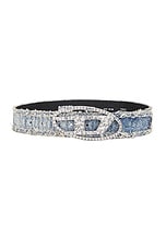 Diesel 1DR Strass Belt in Medium Blue, view 1, click to view large image.