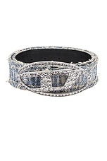 Diesel 1DR Strass Belt in Medium Blue, view 3, click to view large image.