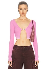 Diesel Cropped Cardigan in Fuschia, view 1, click to view large image.