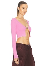 Diesel Cropped Cardigan in Fuschia, view 2, click to view large image.