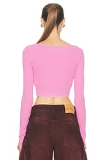Diesel Cropped Cardigan in Fuschia, view 3, click to view large image.