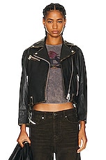 Diesel Leather Jacket in Black, view 1, click to view large image.