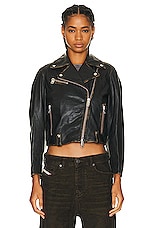 Diesel Leather Jacket in Black, view 2, click to view large image.