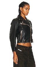 Diesel Leather Jacket in Black, view 3, click to view large image.