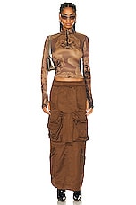 Diesel Cargo Maxi Skirt in Brown, view 5, click to view large image.