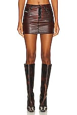 Diesel Faux Leather Mini Skirt in Red, view 1, click to view large image.