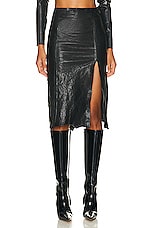 Diesel Leather Midi Skirt in Black, view 1, click to view large image.