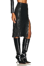 Diesel Leather Midi Skirt in Black, view 2, click to view large image.