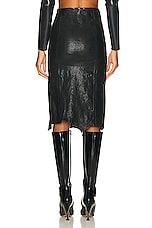 Diesel Leather Midi Skirt in Black, view 4, click to view large image.