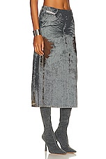 Diesel Low Rise Midi Skirt in Grey, view 2, click to view large image.
