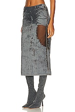 Diesel Low Rise Midi Skirt in Grey, view 3, click to view large image.