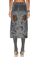 Diesel Low Rise Midi Skirt in Grey, view 4, click to view large image.