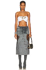 Diesel Low Rise Midi Skirt in Grey, view 5, click to view large image.