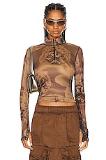 Diesel Long Sleeve Top in Brown, view 1, click to view large image.