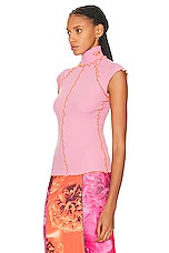 Diesel High Neck Top in Pink, view 3, click to view large image.
