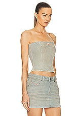 Diesel Ville Strapless Top in Faded Denim, view 2, click to view large image.