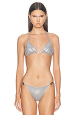Diesel Triangle Bikini Top in Silver, view 1, click to view large image.