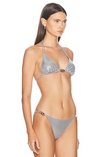 Diesel Triangle Bikini Top in Silver, view 2, click to view large image.