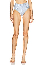Diesel Denim Print Swim Bottom in Blue, view 1, click to view large image.
