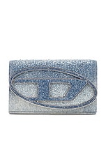 Diesel 1DR Wallet With Strap in Medium Blue, view 3, click to view large image.