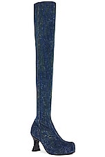 Diesel Woodstock Thigh High Boot in Dark Denim, view 2, click to view large image.
