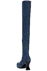 Diesel Woodstock Thigh High Boot in Dark Denim, view 3, click to view large image.