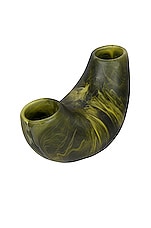 DINOSAUR DESIGNS Medium Horn Vase in Malachite Swirl, view 2, click to view large image.
