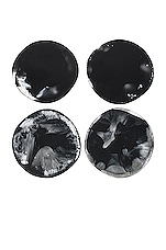 DINOSAUR DESIGNS Set of 4 Boulder Coasters in Black Marble, view 1, click to view large image.