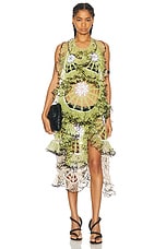 Diotima Totem Dress in Lime & Beige, view 1, click to view large image.