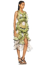 Diotima Totem Dress in Lime & Beige, view 2, click to view large image.