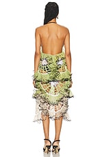 Diotima Totem Dress in Lime & Beige, view 3, click to view large image.