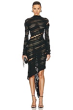 Dion Lee Coiling Openwork Dress in Black, view 1, click to view large image.