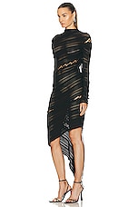 Dion Lee Coiling Openwork Dress in Black, view 3, click to view large image.