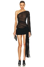 Dion Lee Hosiery Draped Dress in Black & Sandstone, view 1, click to view large image.