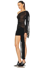 Dion Lee Hosiery Draped Dress in Black & Sandstone, view 3, click to view large image.