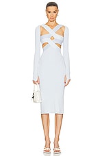 Dion Lee Long Sleeve Harness Bra Midi Dress in Steam & Dark Steam, view 1, click to view large image.
