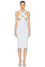 Dion Lee Long Sleeve Harness Bra Midi Dress in Steam & Dark Steam, view 2, click to view large image.